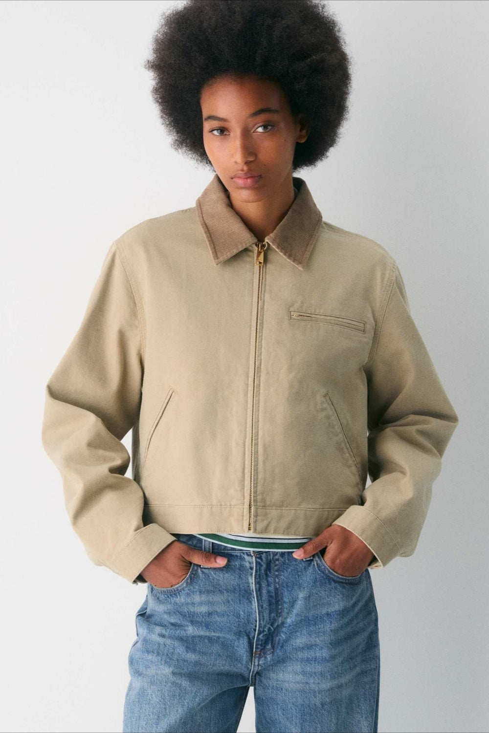 Cropped Utility Workwear Jacket S / Khaki