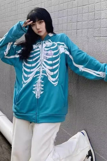 Gothic Skeleton Zipper Hoodie