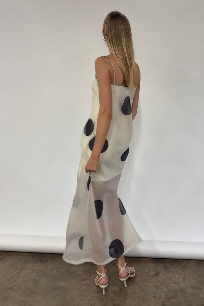 Polka Dot Bodycon Cami Maxi Dress