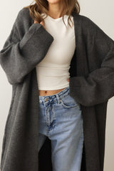 Draped Open Front Knit Overcoat