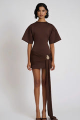 Ruched Tie Detail Bodycon Midi Dress