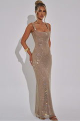 Sequin Rhinestone Bodycon Party Dress S / Gold