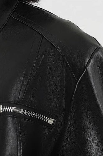 Fitted PU Biker Style Jacket