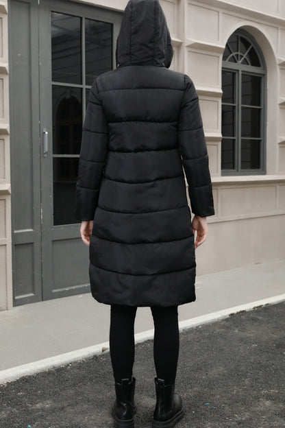 Plus Size Hooded Longline Puffer Coat coats