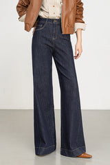 High Waist Loose Wide Leg Jeans Dark Blue / S