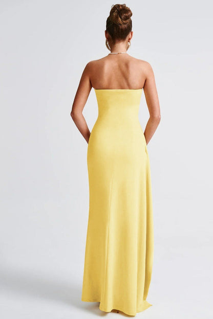 Sexy Strapless Slit Evening Party Dress