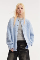 Relaxed Fit Cable Cardigan S / Blue