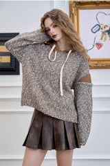 Color Block Hooded Relaxed Sweater