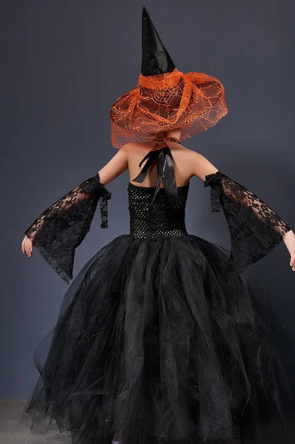 Witch Tulle Maxi Dress Kid Halloween Costume