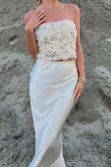 Sequin Fringe Bustier Crop Top