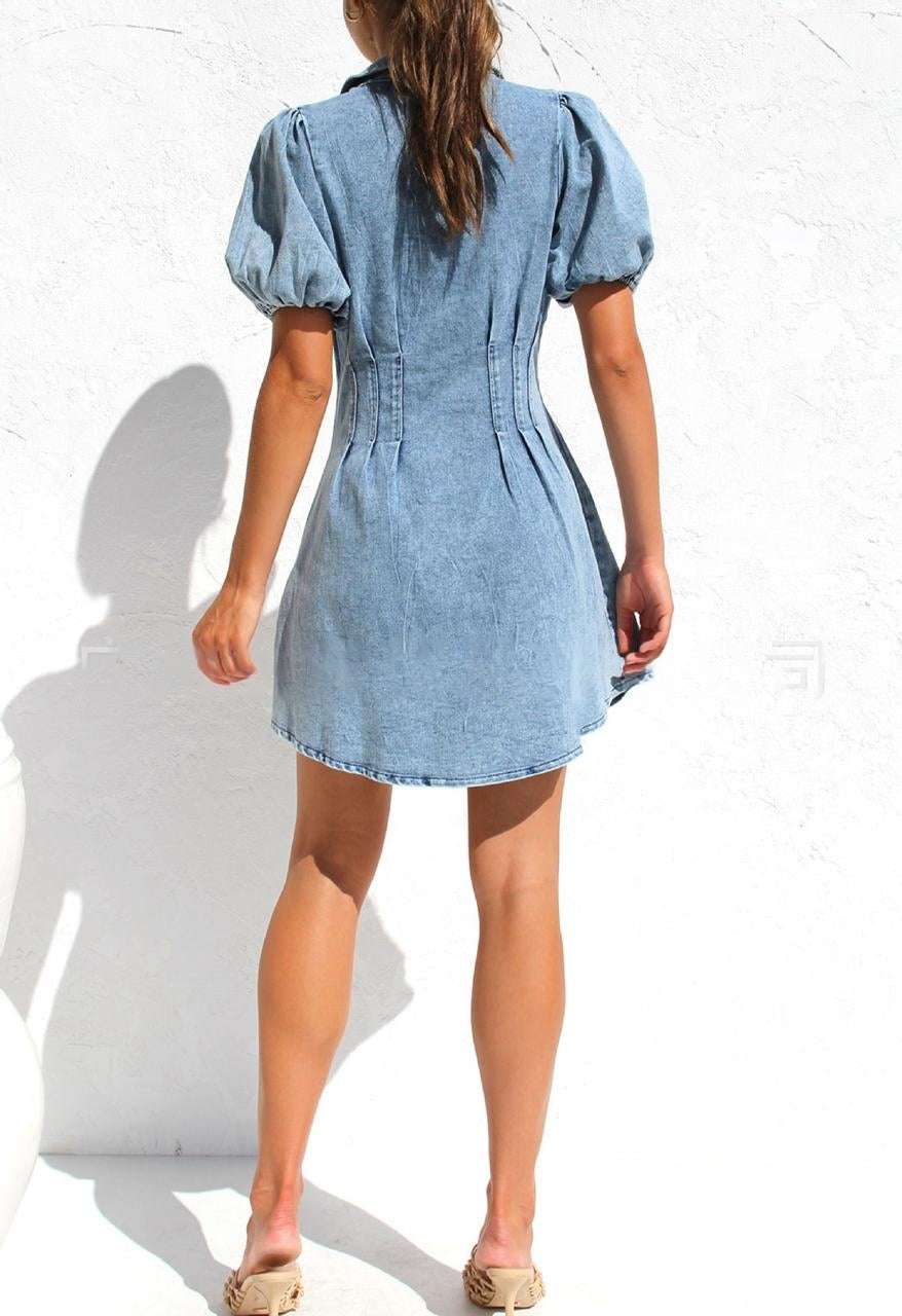 Denim Rue Mini Dress - Blue