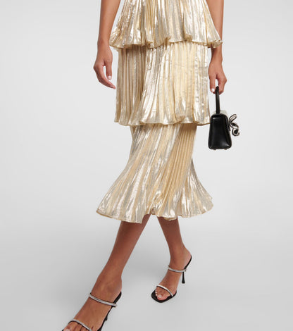 Party Ruffle Midi Dress - Champagne
