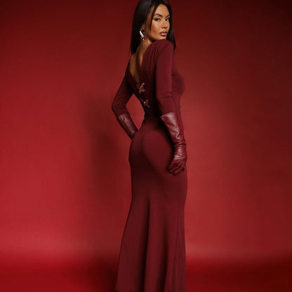 Billowing Maxi Dress - Maroon