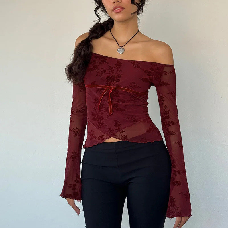 Rush Off-Shoulder Top-Maroon