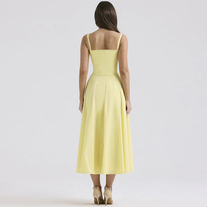 Sunflower Slit Dress-Yellow