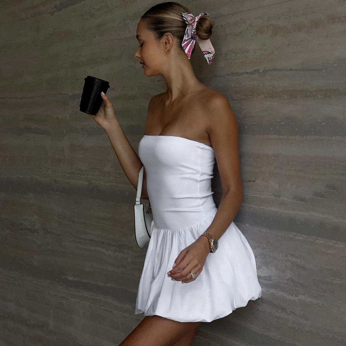 Bubble Babe Mini Dress - White