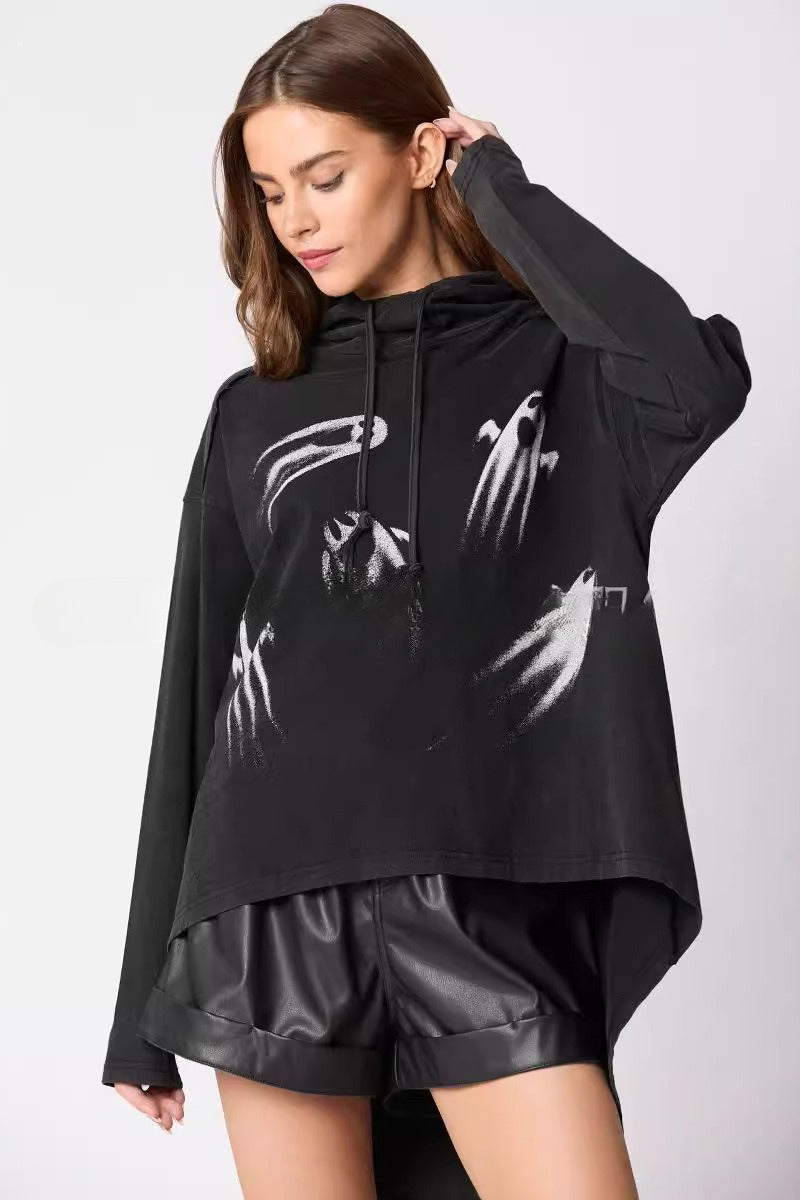 Halloween Ghost Print Hoodie