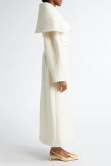 Wide Lapel Long Wool Blend Overcoat