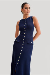 Sleeveless Round Neck Knit Sweater Dress