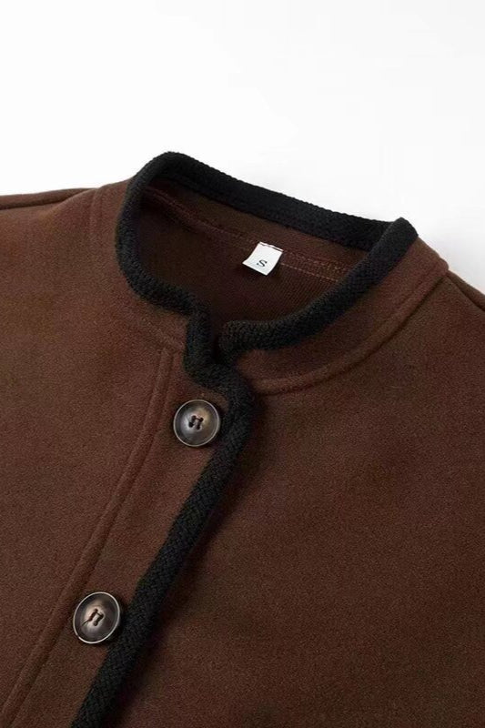 Wool Blend Colorblock Casual Coat coats