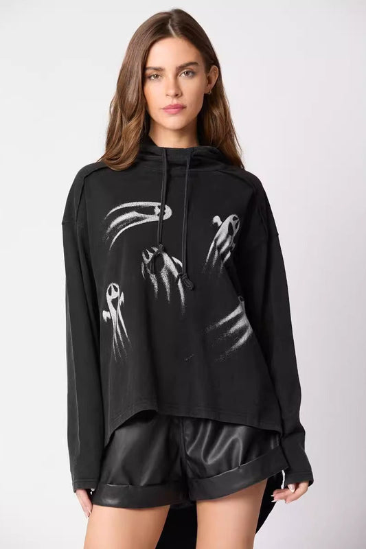 Halloween Ghost Print Hoodie