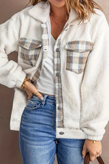 Colorblock Plaid White Wool Coat coats