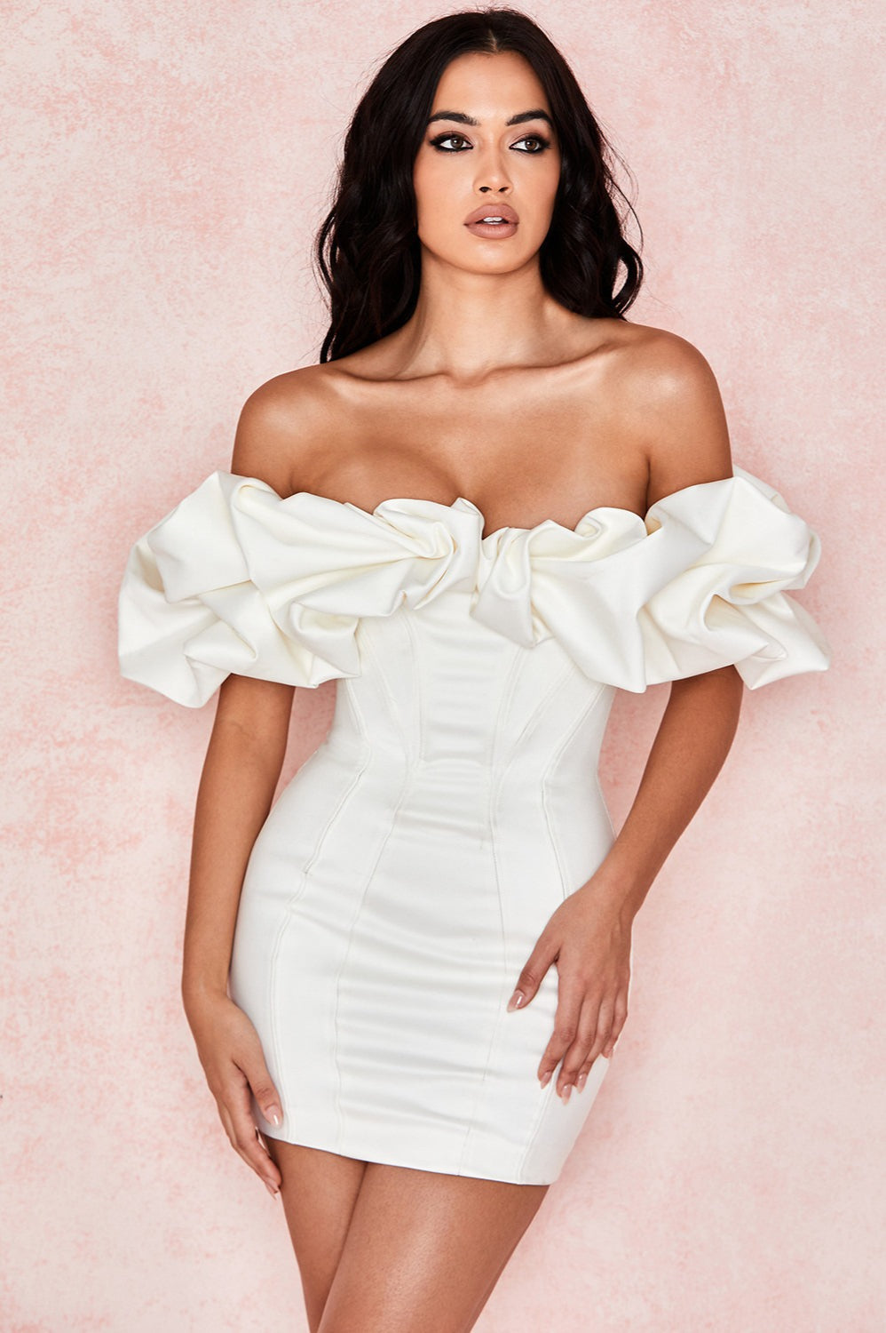 Boned Ruffle Mini Party Dress