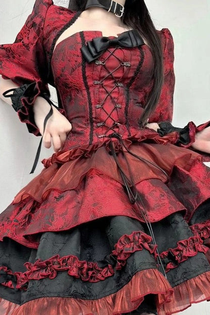 Gothic Puff Sleeve Halloween Dress