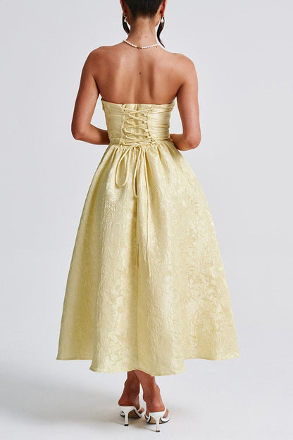 Strapless Elegant Party Dress XS / Yellow