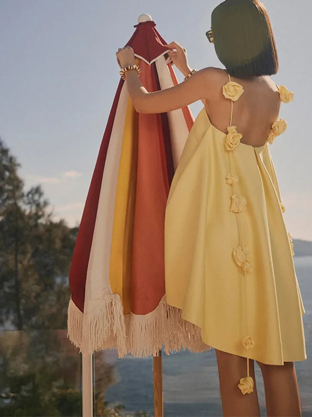 3D Floral Ribbon Mini Dress