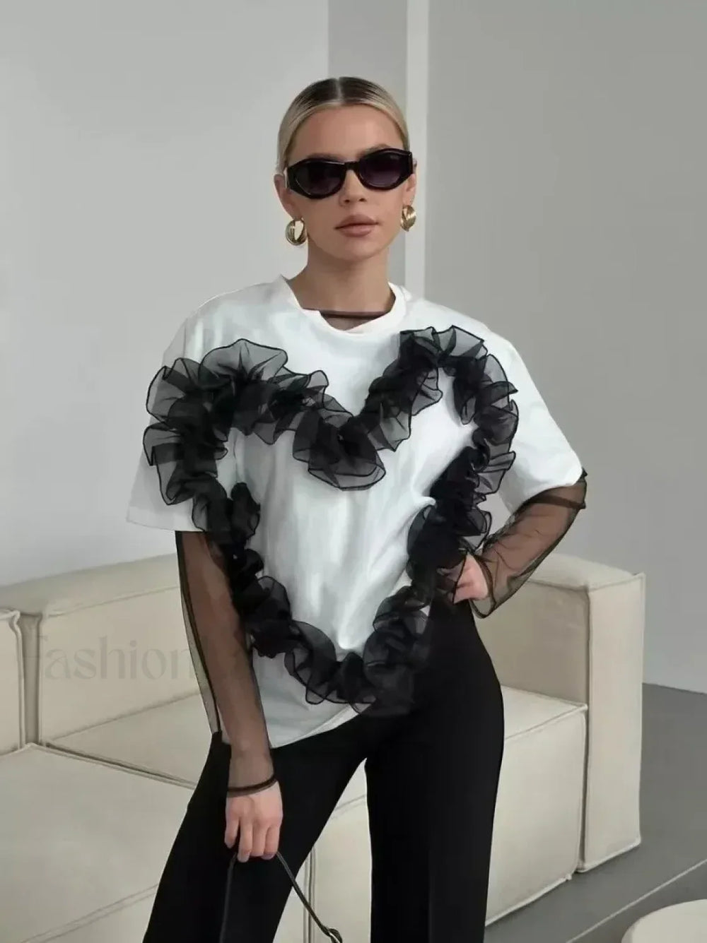 3D Love Flower Cotton T Shirt