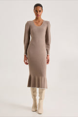 Contrast Trim Ruffle Sweater Dress