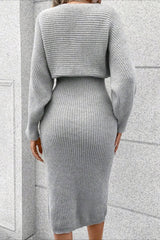 Two-Piece Knit Sweater Vest & Cardigan Dress Sweater Dress