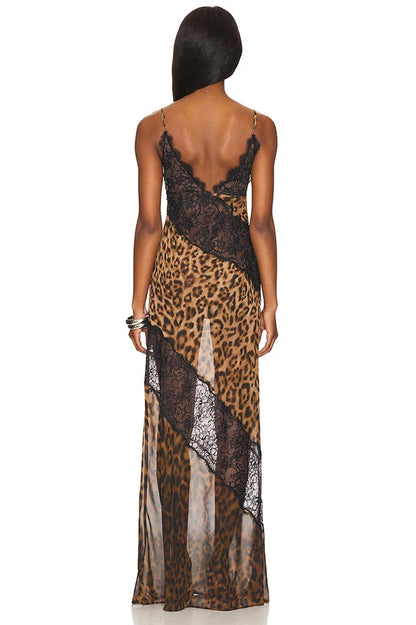 Weird Puss Mesh Patchwork Maxi Dress