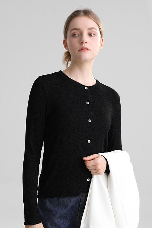 Structured Tencel Cardigan Black / S