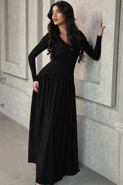 Sexy Fashion High Waist V Neck Maxi Dress