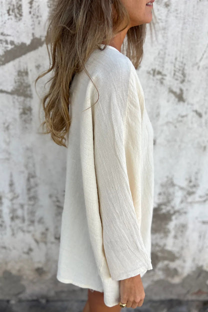 Loose Fit V Neck Long Sleeve Cardigan