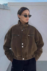 Denim Workwear Cropped Jacket S / Brown
