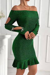 Off-Shoulder Slim Bodycon Sweater Dress