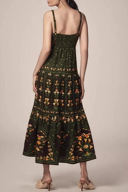 Ethnic Vintage Print A Line Boho Dres