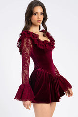 Velvet Bell Sleeve Bodycon Dress