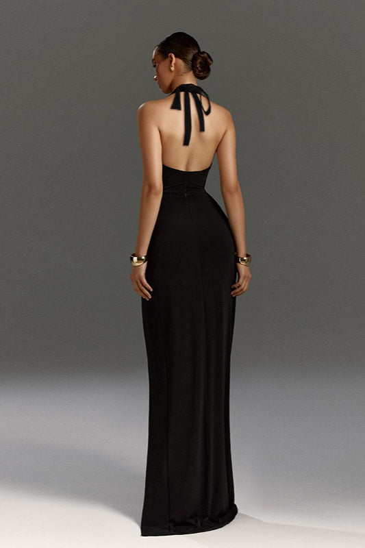 Ruched Halter Backless Party Dress