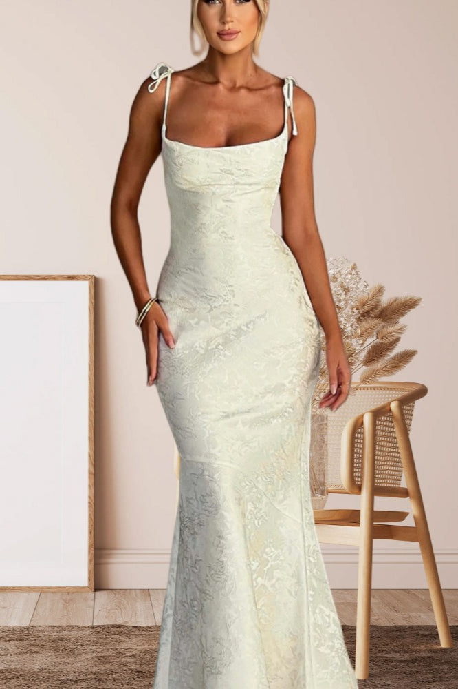 Solid Sash Backless Mermaid Formal Dress
