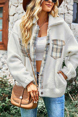 Colorblock Plaid White Wool Coat coats