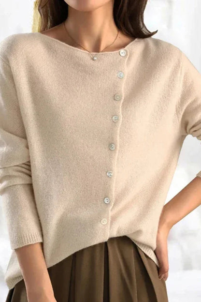 Elegant Button Knit Cardigan Ivory / S