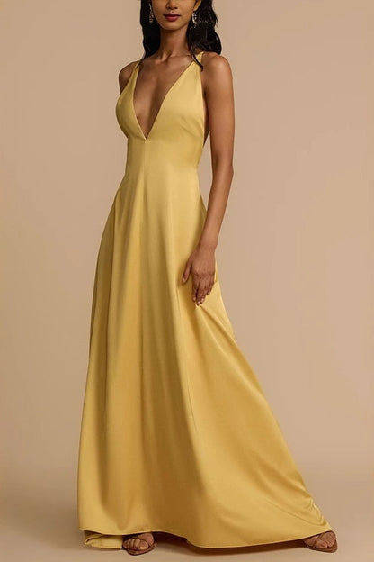 Backless Satin Slip Maxi Dress