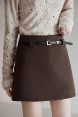 Solid Tartan Textured Skirt