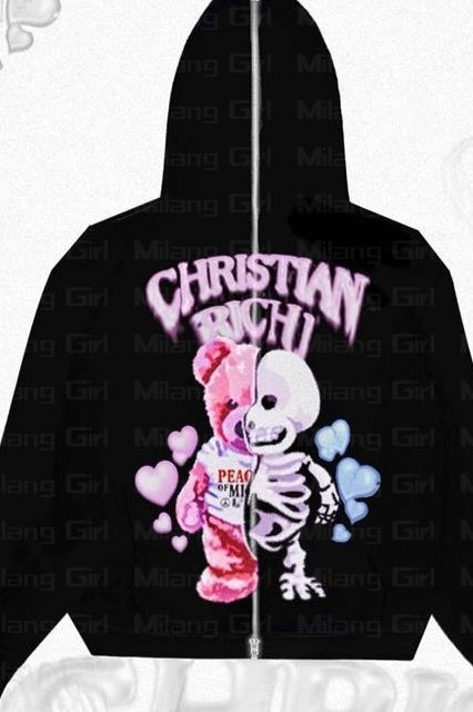 Street Style Skull Bear Hoodie