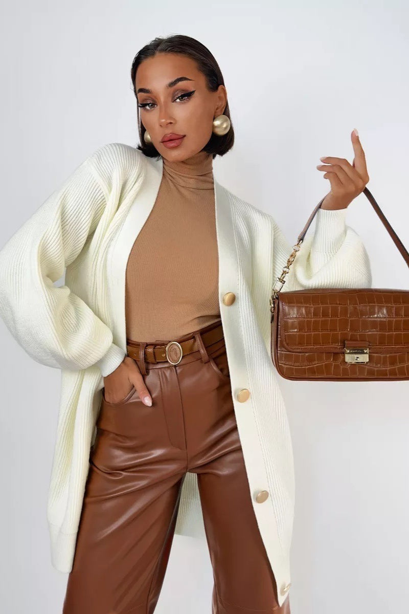 Solid Color Relaxed Knit Cardigan