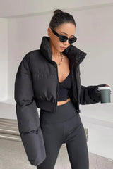 Cropped Patchwork Quilted Puffer Jacket